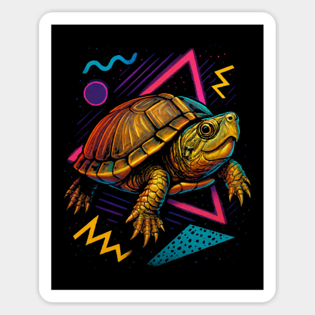 Retro Neon Razor Backed Musk Turtle Magnet by Reptiq's Store