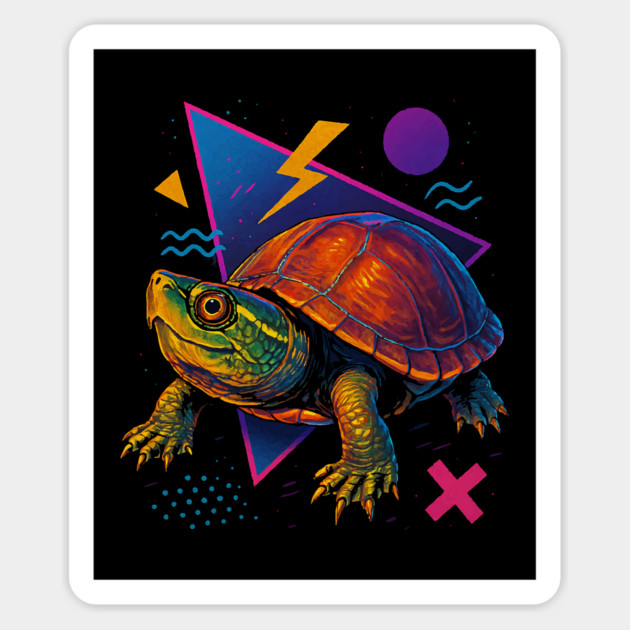 Retro Neon Musk Turtle Magnet by Reptiq's Store