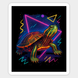 Retro Neon Southern Painted Turtle Sticker