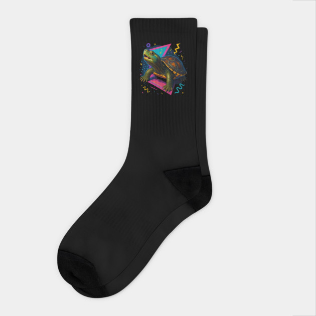Retro Neon Reeves Turtle Socks by Reptiq's Store