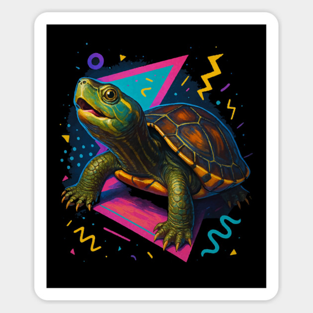 Retro Neon Reeves Turtle Magnet by Reptiq's Store