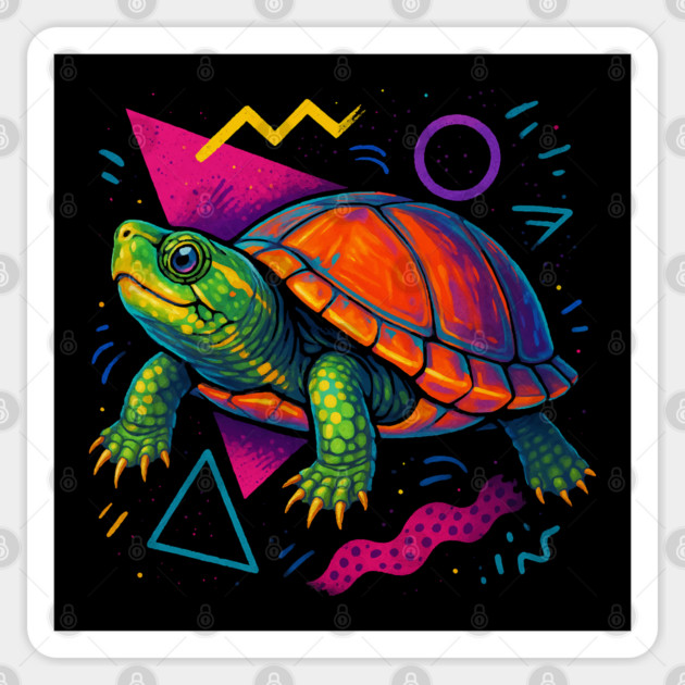 Retro Neon Mississippi Mud Turtle Sticker by Reptiq's Store