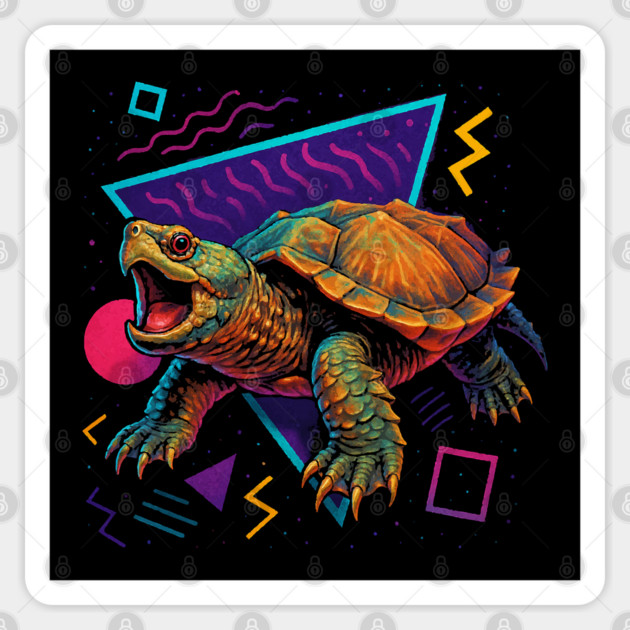 Retro Neon Florida Snapping Turtle Sticker by Reptiq's Store