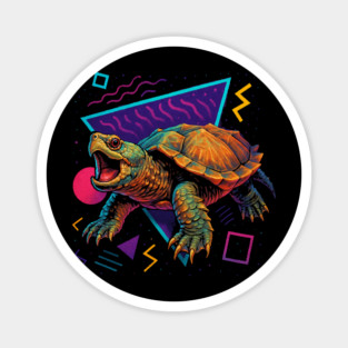 Retro Neon Florida Snapping Turtle Magnet