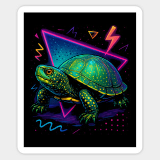 Retro Neon Southern Painted Turtle Sticker