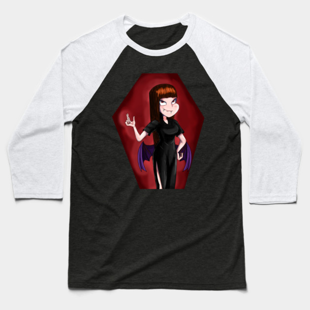 Vampire lady Baseball T-Shirt by droidmonkey