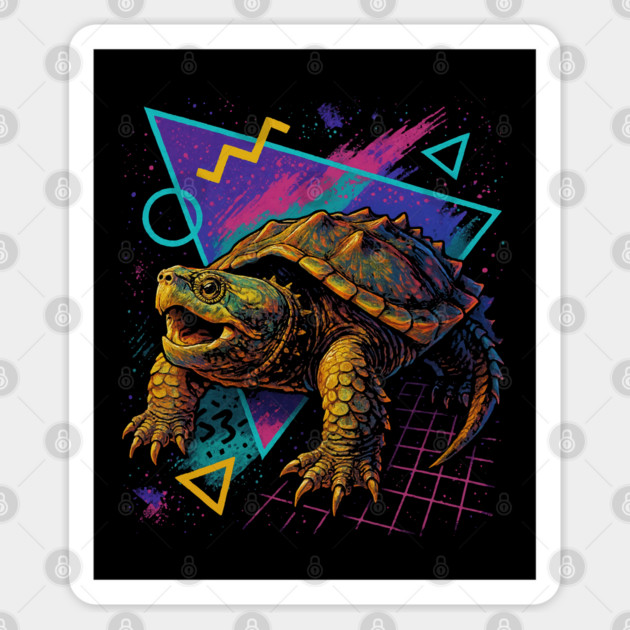 Retro Neon Albino Snapping Turtle Sticker by Reptiq's Store