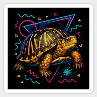 Retro Neon Ornate Box Turtle Sticker