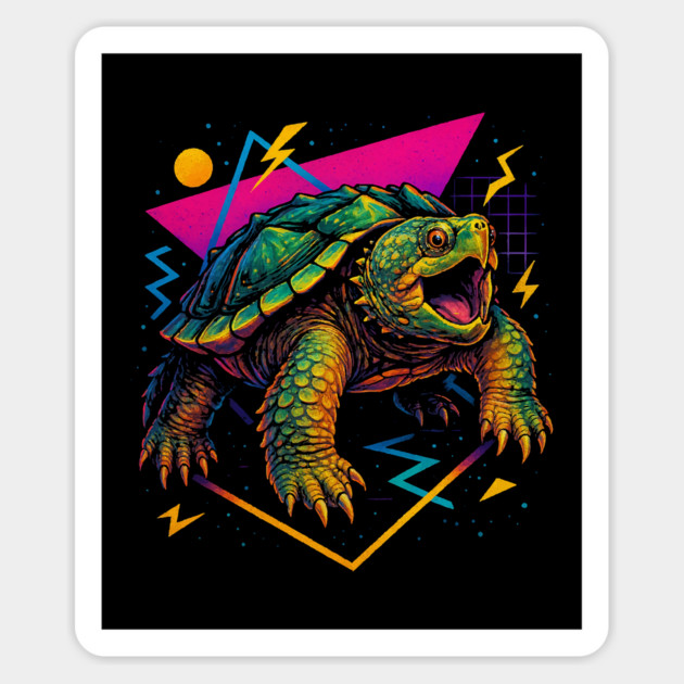 Retro Neon Snapping Turtle Magnet by Reptiq's Store