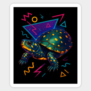 Retro Neon Spotted Turtle Sticker