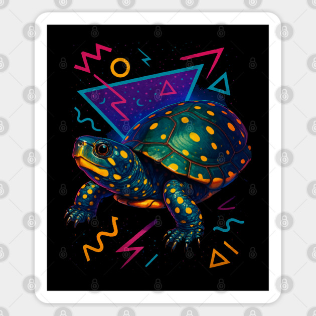 Retro Neon Spotted Turtle Sticker by Reptiq's Store