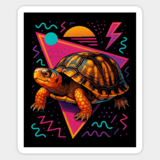Retro Neon Eastern Box Turtle Sticker