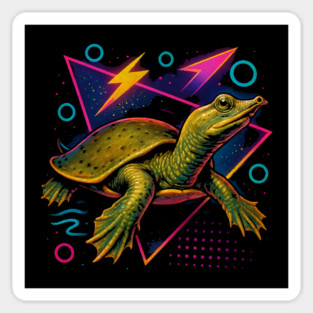 Retro Neon Spiny Softshell Turtle Sticker