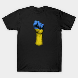 Flag of Ukraine on a Raised Clenched Fist T-Shirt