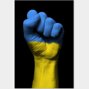 Flag of Ukraine on a Raised Clenched Fist Posters and Art