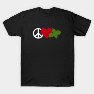 Peace Love Marinara - Funny Basil Leaves Foodie Humor T-Shirt