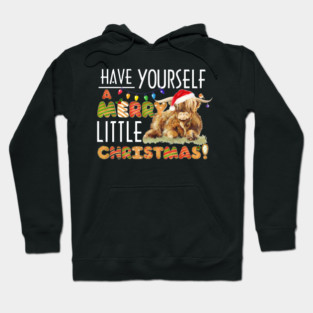 Highland Cow Merry Little Christmas Farmer Holiday Hoodie