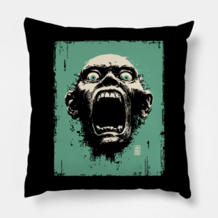 Screaming Ghoul Retro Horror Portrait Pillow
