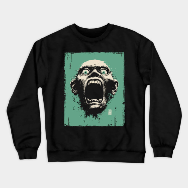 Screaming Ghoul Retro Horror Portrait Crewneck Sweatshirt by TuncGK