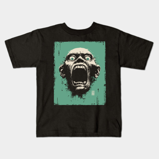 Screaming Ghoul Retro Horror Portrait Kids T-Shirt by TuncGK