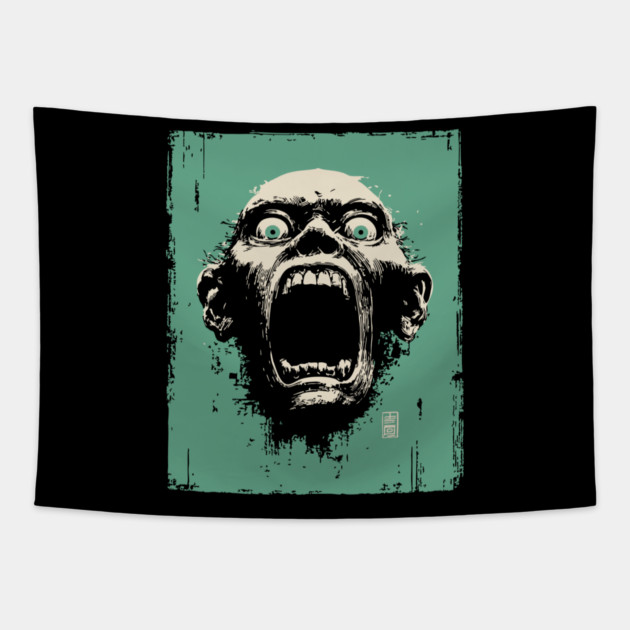 Screaming Ghoul Retro Horror Portrait Tapestry by TuncGK