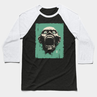 Screaming Ghoul Retro Horror Portrait Baseball T-Shirt