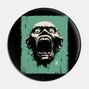 Screaming Ghoul Retro Horror Portrait Pin