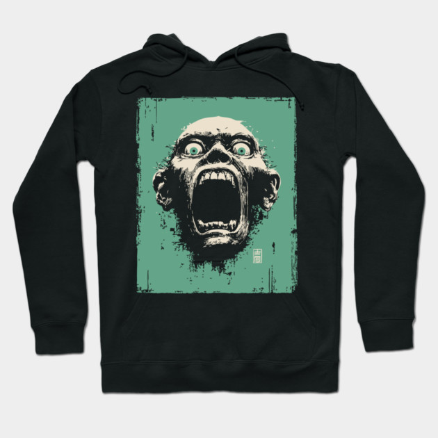 Screaming Ghoul Retro Horror Portrait Hoodie by TuncGK