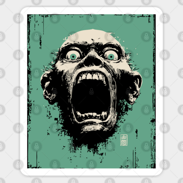 Screaming Ghoul Retro Horror Portrait Sticker by TuncGK