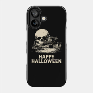 Haunted Skull Halloween Retro Poster Phone Case