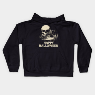 Haunted Skull Halloween Retro Poster Kids Hoodie