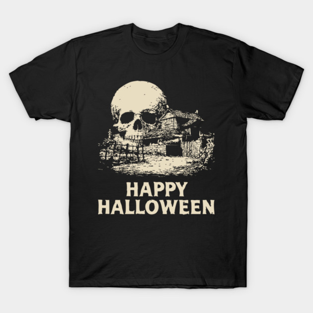 Haunted Skull Halloween Retro Poster T-Shirt by TuncGK