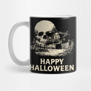 Haunted Skull Halloween Retro Poster Mug