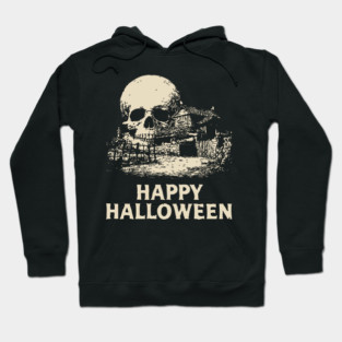 Haunted Skull Halloween Retro Poster Hoodie