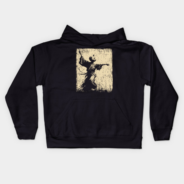 Samurai With Jack O'Lantern Mask Vintage Style Kids Hoodie by TuncGK
