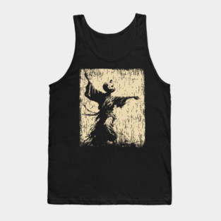 Samurai With Jack O'Lantern Mask Vintage Style Tank Top