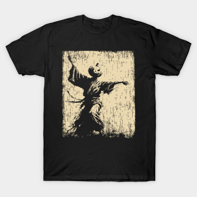 Samurai With Jack O'Lantern Mask Vintage Style T-Shirt by TuncGK