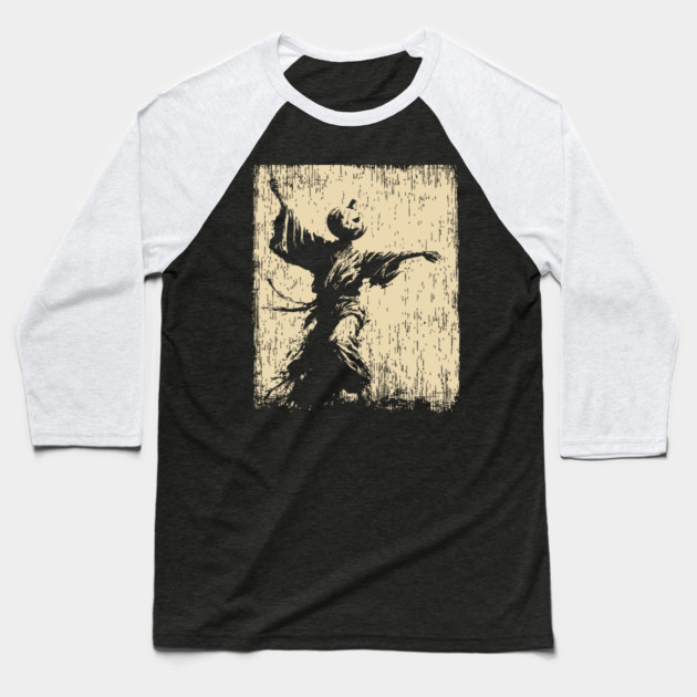 Samurai With Jack O'Lantern Mask Vintage Style Baseball T-Shirt by TuncGK