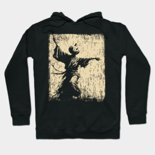 Samurai With Jack O'Lantern Mask Vintage Style Hoodie