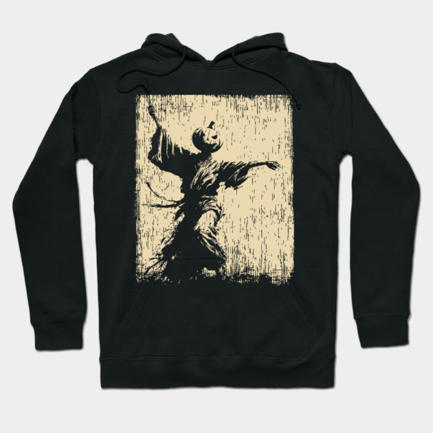 Samurai With Jack O'Lantern Mask Vintage Style Hoodie by TuncGK