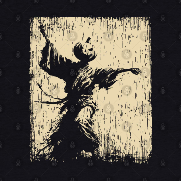 Samurai With Jack O'Lantern Mask Vintage Style by TuncGK