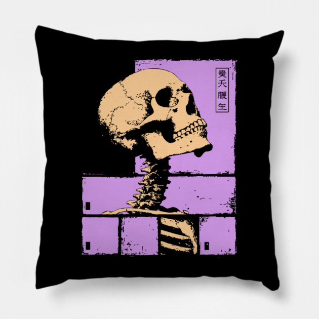 Skull With Elongated Spine Artwork Pillow by TuncGK