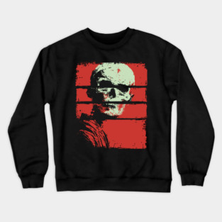 Skull in Red Retro Horror Poster Crewneck Sweatshirt