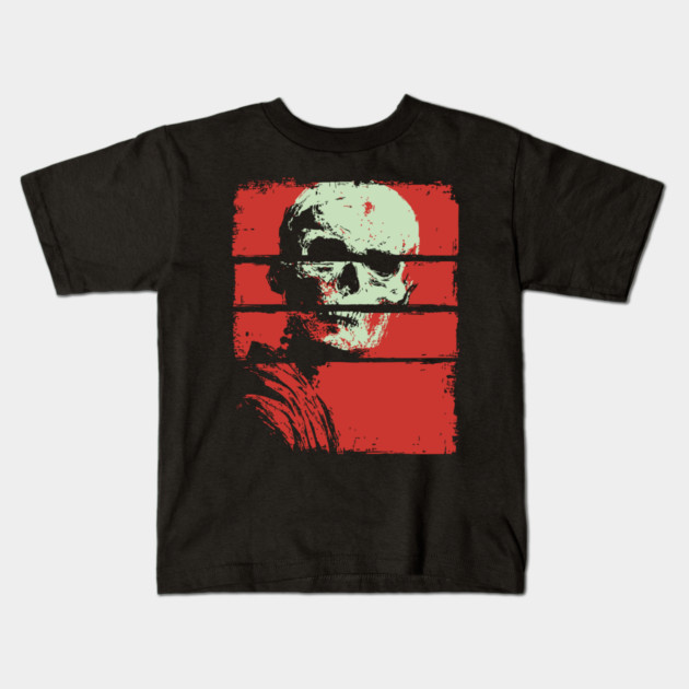 Skull in Red Retro Horror Poster Kids T-Shirt by TuncGK