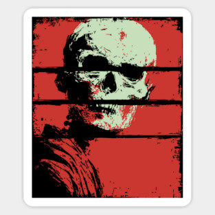 Skull in Red Retro Horror Poster Sticker