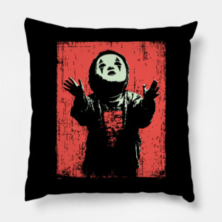Creepy Child in Oni Mask Pillow