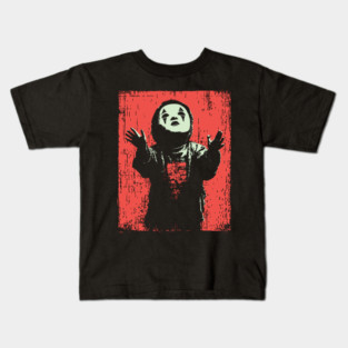 Creepy Child in Oni Mask Kids T-Shirt