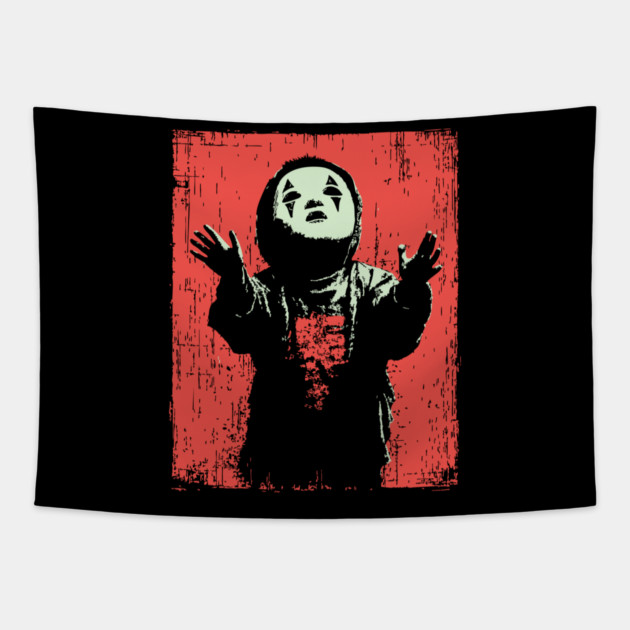 Creepy Child in Oni Mask Tapestry by TuncGK