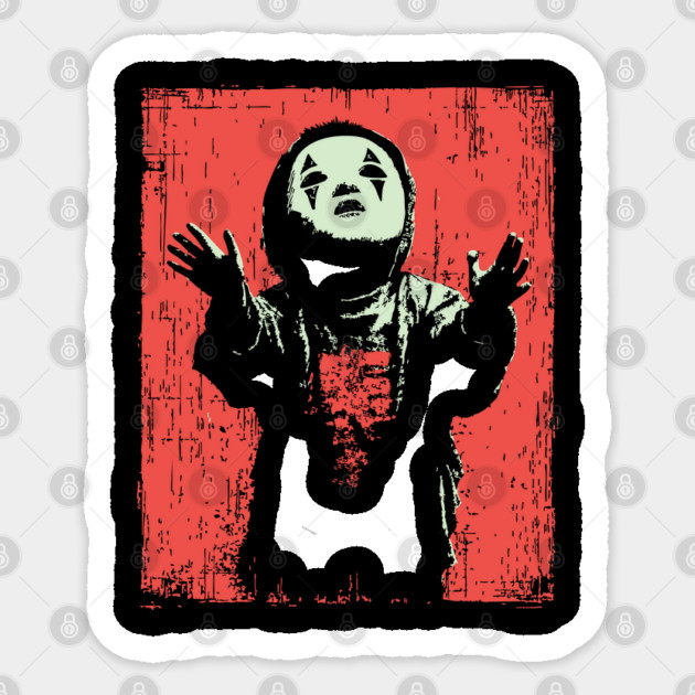 Creepy Child in Oni Mask Sticker by TuncGK