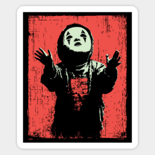 Creepy Child in Oni Mask Magnet